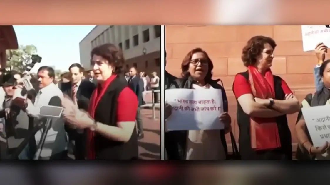 संसद परिसर में अडाणी मुद्दे पर विपक्षी का प्रदर्शन, काली जैकेट पहनकर पहुंचे…