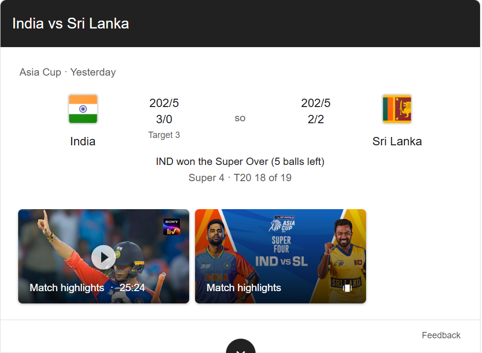 Ind vs SL T20: सुपर 4 में अजेय रहकर फाइनल में पहुंचा भारत, श्रीलंका को सुपर ओवर में हराया, निसंका का शतक बेकार