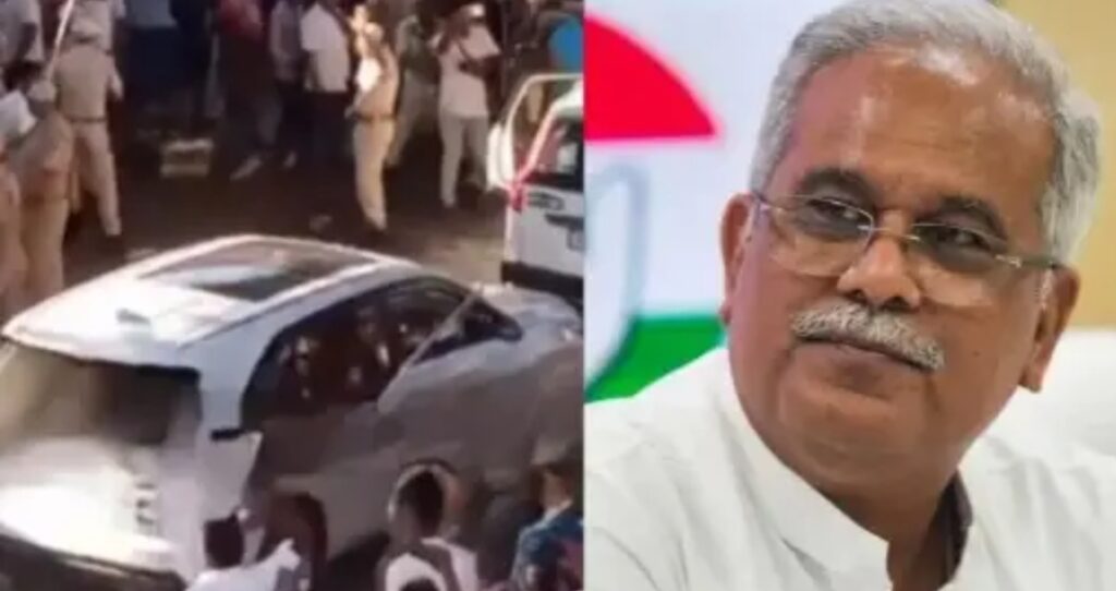 BREAKING : पूर्व सीएम भूपेश बघेल के काफिले पर पथराव, एक कार्यकर्ता घायल, विरोधियों ने काले झंडे दिखाए और ‘गो बैक’ के नारे लगाए